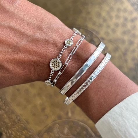 A timeless silver cuff look with a touch of gold dotting Anna Beck Jewelry, Anna Beck, Bali Jewelry, Gold Dots, Dainty Bracelets, Touch Of Gold, Silver Cuff, Bracelet Stack, Beck