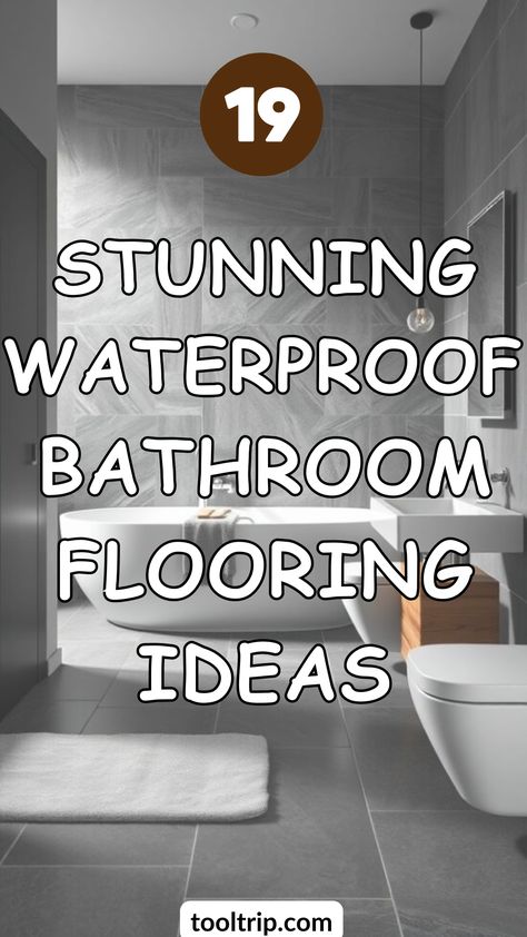 Upgrade your bathroom with these 19 stunning waterproof flooring ideas that combine style and practicality. From sleek tiles to modern vinyl options, these designs will keep your bathroom beautiful and functional. Click to explore the perfect waterproof flooring for your dream bathroom Waterproof Flooring Ideas, Small Bathroom Flooring Ideas, Flooring Ideas Inexpensive, Luxury Vinyl Tile Bathroom, Bathroom Floor Tiles Ideas, Vinyl Tile Bathroom, Waterproof Bathroom Flooring, Bathroom Flooring Ideas, Bathroom Layout Ideas