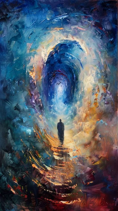 Soul Painting Inspiration, Spiritual Painting Ideas On Canvas, Healing Paintings Spiritual, Mindscape Art, Transcendentalism Art, Beautiful Paintings With Meaning, Spiritual Painting Ideas, Another World Art, Hole Painting