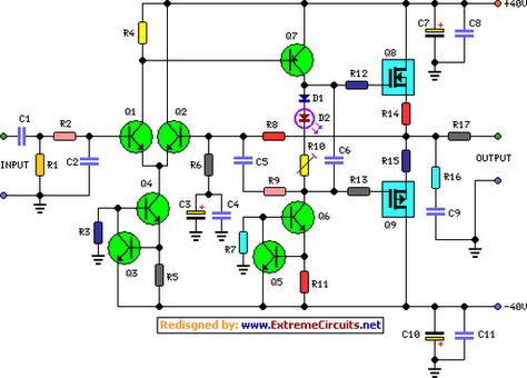 Power Amplifier Circuit Diagram, Amplifier Circuit Diagram, Amplificatori Audio, Electrical Engineering Projects, Battery Charger Circuit, Hifi Amplifier, Valve Amplifier, Circuit Board Design, Diy Amplifier