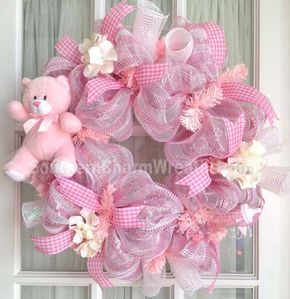 New Baby Wreath Front Doors, New Baby Wreath, Baby Wreaths, Baby Shower Wreath, Baby Wreath, Baby Door, White Foil, Deco Wreaths