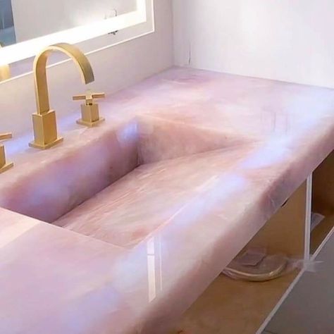 Quartz Bathroom Sink, Rose Quartz Bathroom, Pink Sink, Bathroom Pink, Quartz Bathroom, Quartz Sink, Modern Sink, House Hunters, Bathroom Inspiration Decor