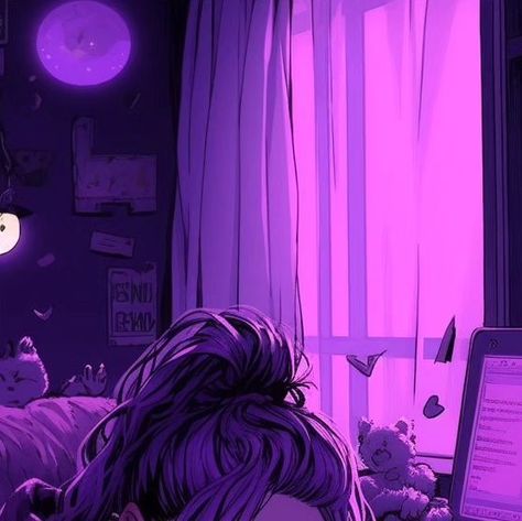 Sleepy Aesthetic, Purple Rooms, Aesthetic Purple, Aesthetic Collage, Purple Aesthetic, Gamer Girl, Cat Mom, Light Purple, Black Cat