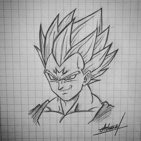 Vegeta Sketch, Drawing Ideas Anime, Vegeta Anime, Dbz Drawings, Majin Vegeta, Goku Drawing, Anime Drawing Sketches, Manga Tattoo, Ball Drawing