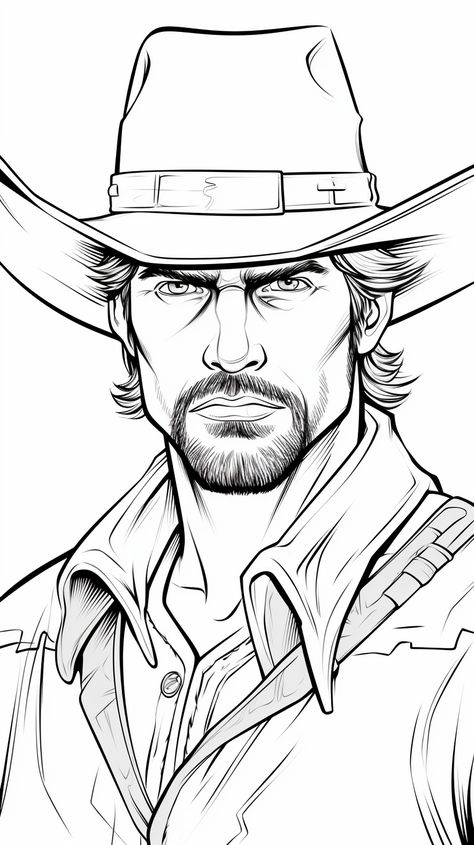 Cowboy Pencil Drawings, Cute People Drawings Cartoon, Small Western Drawings, Cowboy Riding Horse Drawing, Cowgirl Drawings, Wild West Drawing, Country Sketches, Cowboy Coloring Pages, Drawing Cowboy