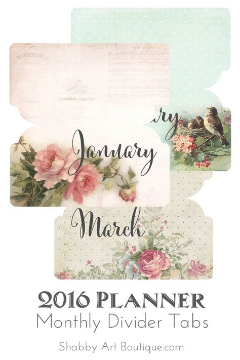 Shabby Art Boutique - 2016 planner divider tabs Free Printable Tabs Dividers, Planner Tabs Printable Free, Free Chalkboard Printables, Printable Tabs, Shabby Art Boutique, Monthly Printable, Divider Tabs, Planner Tabs, Happiness Is Homemade