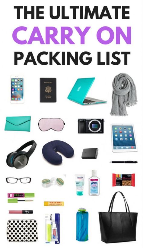 Not sure what to pack in a carry on bag before your next long flight? Here is a printable carry on bag essentials list with everything you might need. #carryonessentials #carryonpacking #packingtips Bag Essentials List, Carry On Packing List, Carry On Packing Tips, Carry On Essentials, Flight Essentials, Travel Bag Essentials, Carry On Packing, Long Flight, Airplane Essentials