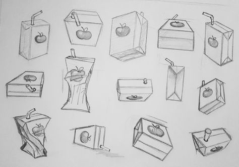 Drawing object study Same Object Different Views Drawing, Cubical Objects Drawing, Art Study Reference Objects, Object Study Reference, Object Study Sketches, Real Life Objects To Draw, Square Objects Drawing, Perspective Drawing Object, Orthographic Drawing Objects