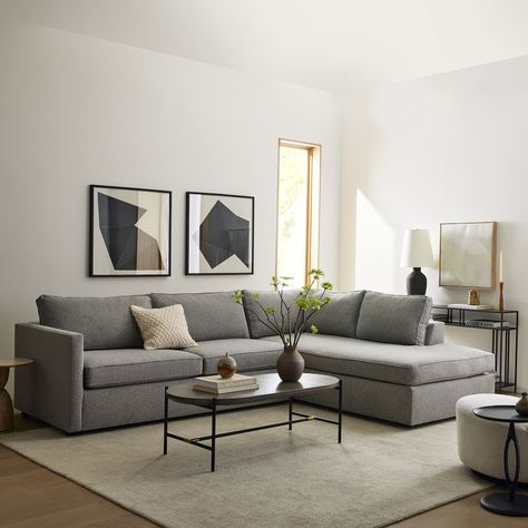 Harris Bench Sectional Set 79: LA 65" Sofa Bench, RA Terminal Chaise, Poly, Performance Yarn D | West Elm Haven West Elm Sofa, West Elm Harris Sectional, 1950s Furniture, Best Sleeper Sofa, Sleeper Sectional Sofa, Primary Suite, Oversized Furniture, Sleeper Sofas, Grey Sectional