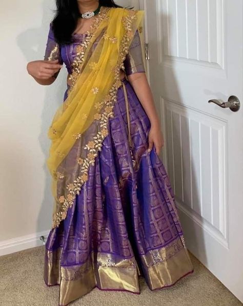 Lehnga Dress For Kids, Net Half Saree Designs, Net Half Saree, Latest Half Saree Designs, Traditional Half Saree Designs, Traditional Half Saree, Lehenga Outfits, Lehenga Latest, Pattu Lehenga