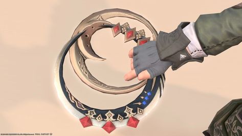 Dancer’s Resistance Weapon (RW) First Form-Transforming Jewel chakram “Enchufla” | Norirow Note Eorzean adventure story in FF14 Fantasy Instrument, Fantasy Chakram Dancer, Dnd Flute Item, Anglo Gothic, Magic Instrument Fantasy Art, Weaponized Instrument, Weaponized Flute, Adventure Story, Amelie