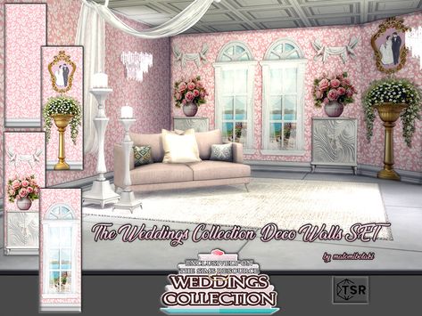 The Sims Resource - The Weddings Collection Deco Walls SET Sims 4 Terrain, Fake Window, Cc Mods, Skirting Boards, Sims 4 Build, Cc Sims, 4 Dresses, Electronic Art, Animal Skin