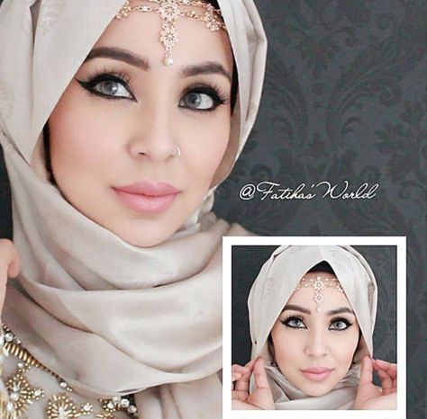 Maang Tikka With Hijab – 17 Ways To Wear Hijab With Maatha Patti Tikka With Hijab, Ways To Wear Hijab, Turkish Hijab Tutorial, Square Hijab Tutorial, Headpiece Hijab, Asian Dresses, Tikka Jewelry, Matha Patti, Turban Hijab