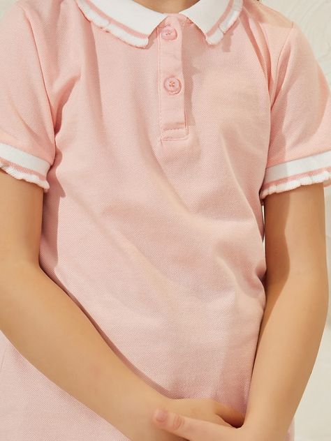 Buy Ruffled Trim Polo T-Shirt Pink For Kids | Styli Saudi Girl Kid, Polo T Shirt, Ruffle Trim, Trim, For Kids, Pink, T Shirt, Quick Saves