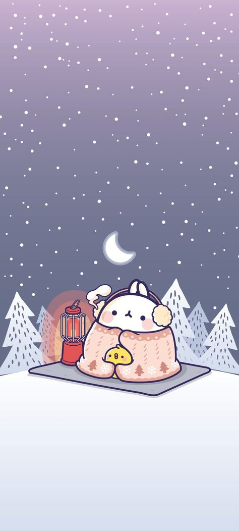 Winter Phone Backgrounds Wallpapers, Kakaotalk Wallpaper, Molang Wallpapers, Molang And Piu Piu, Molang Wallpaper, Iphone Wallpaper Winter, Cute Lockscreens, Images Kawaii, Iphone Wallpaper Kawaii