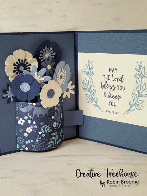 Pop Up Vase Card Tutorial, Fold Out Cards Diy, Su Mediterranean Blooms, Stampin Up Pop Up Cards, Paper Florist Dies Su, Stampin Up Courage And Faith, Courage And Faith Stampin Up Cards, Stampin Up Fancy Fold Cards, Stampin Up Fun Fold Cards