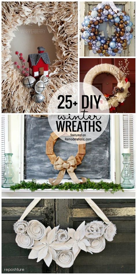 Brighten Up Your Door For Winter With One Of These 25+ DIY Winter Wreaths Featured On Remodelaholic.com Winter Wreaths After Christmas, Diy Winter Wreaths, Winter Wreaths For Front Door, January Wreath, Diy Wreaths Decor, Winter Wreath Diy, Easy Wreaths, Winter Wreaths, Diy Winter