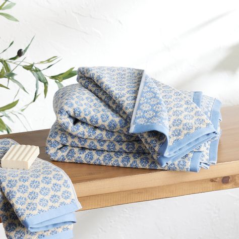 Aria Chambray Blue and Ivory Terry Towel Collection - World Market Hand Towels Bathroom, Blue Towels, Splish Splash, Christmas Shop, Towel Collection, Terry Towel, Bathroom Refresh, Face Towel, Kids' Bathroom