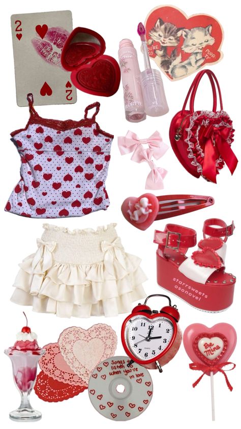 #shuffle #outfitinspo #outfit #fashion Lovecore Aesthetic Outfit, Lovecore Aesthetic, Outfit Layout, Vintage Americana, Red Aesthetic, Outfits Aesthetic, Aesthetic Clothes, Pretty Outfits, Dress To Impress