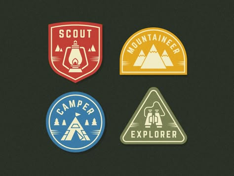 Scout Patches by Andrew Berkemeyer Scout Patches, Scrapbook Patterns, Scout Badges, Letterhead Design, Outdoor Stickers, Badge Logo, Badge Design, Passion Project, Patch Design