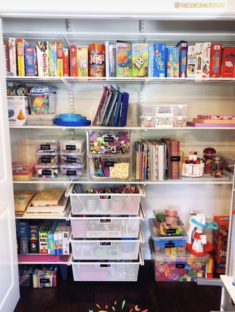 Wardrobe Toy Storage, Toy Cupboard Organisation, Toy Cupboard Storage, Homeschool Closet, Organized Toys, Clinical Director, Toy Cupboard, Playroom Closet, Playroom/living Room