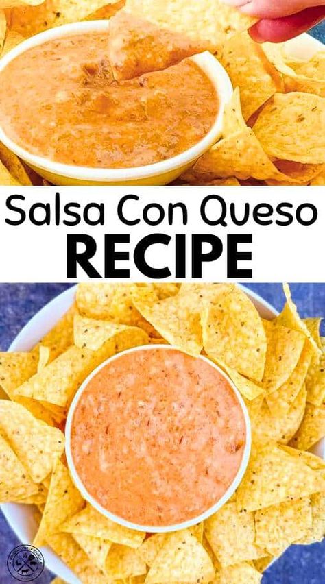 Best Salsa Con Queso Recipe Salsa Dips Recipes, Homemade Queso, Homemade Canned Salsa, Carnitas Tacos Recipe, Queso Dip Recipes, Queso Recipe, Mild Salsa, Easy Salsa, Queso Dip