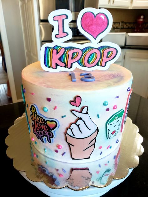 K Pop Themed Party, Kpop Themed Cake, K Pop Cake Design, K Pop Party Ideas, Kpop Cakes Ideas, K Pop Birthday Cake, K Pop Birthday Party Ideas, Kpop Bday Cake, Kpop Party Ideas