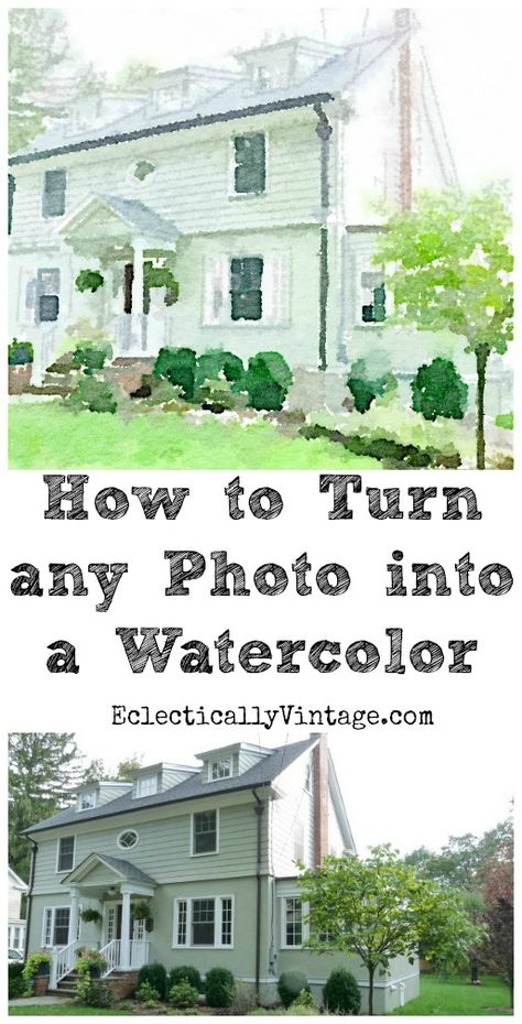 How to turn any photo into a watercolor - no art skills required! kellyelko.com Free Jewelry Making Projects, Photo To Watercolor, Watercolor Art Face, Picture Frame Crafts, Wood Wall Art Diy, Watercolor Water, Watercolor Art Paintings, Martha Stewart Crafts, Landscape Sketch