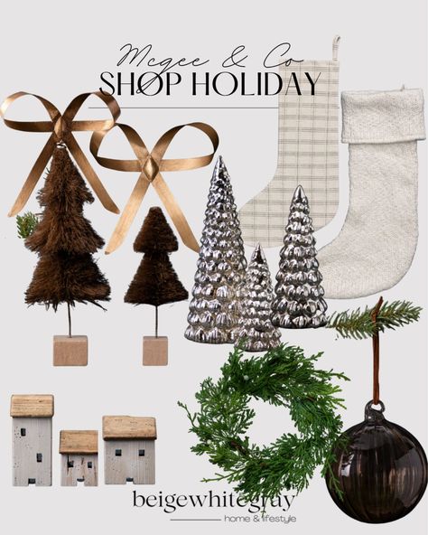 I'm loving the new McGee and Co Christmas decor collection. Perfect for an organic Christmas decor aesthetic. I love natural Christmas decor and how it blends with my neutral home decor - so this new Studio McGee holiday collection is right up Beige White Gray alley! You can shop these neutral Christmas decorations and more natural organic Christmas decor on my LTK! Studio Mcgee Christmas Ornaments, Christmas Tree Studio Mcgee, Studio Mcgee Ornaments, Mcgee And Co Christmas, Studio Mcgee Christmas Tree 2022, Beige Stockings Christmas, Natural Holiday Decor, Modern Traditional Style, Mcgee And Co