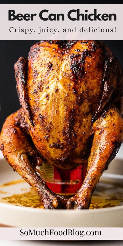 Moist, flavorful, and oh-so-tender! Elevate your grilling game with Beer Can Chicken – the perfect centerpiece for your next BBQ feast. Cheers to deliciousness! Air Fryer Whole Chicken, Chicken Rotisserie, Can Chicken Recipes, Cooking Whole Chicken, Making French Fries, Can Chicken, Spatchcock Chicken, Whole Chicken Recipes, Beer Can Chicken