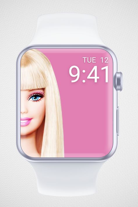 Give your Apple Watch or any smartwatch a unique makeover with this blonde Barbie doll watch wallpaper aesthetics, perfect for kids and adults alike who are excited about the pink doll movie premiering. Perfect accessory to wear when you go see the movie in cinema. Apple Watch Wallpaper Pink, Blonde Barbie, Digital Watch Face, Strawberry Soda, Christmas Watches, Wallpaper Aesthetics, Cartoon Sun, Mouse Cartoon, Flower Watch