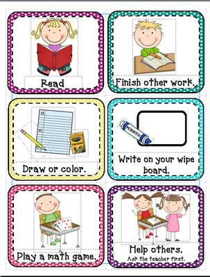 I'm Done...Now What- free cards from Inspired by Kindergarten: Back to School Blog Hunt Day 20! Behavior Report, Behavior Plan, Startup Ideas, Eyfs Activities, Classroom Procedures, Classroom Organisation, Organization And Management, Teaching Techniques, Teacher Binder