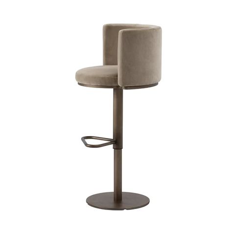 Virna Taupe Velvet Swivel Bar Stool With Backrest UNO Contract | Artemest Living Room Curved Sofa, Small Curved Sofa, Curved Sofa Living Room, Stool With Backrest, Circle Table, Vase Holder, Wallpaper Walls Decor, Swivel Bar Stool, Swivel Stool