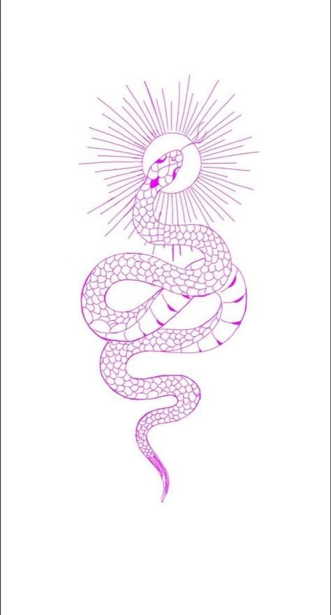 Snake Pisces Tattoo, Ornamental Snake Tattoo Design, Cosmic Serpent Tattoo, Unalome Snake Tattoo, Boho Snake Tattoo, Snake Sun Tattoo, Kundalini Tattoo Snakes, Snake And Sun Tattoo, Kundalini Snake Tattoo