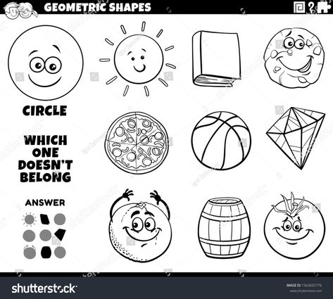 Black and White Cartoon Illustration of Circle Geometric Shape Educational Task for Children Coloring Book Page #Ad , #Sponsored, #Illustration#Circle#Geometric#Black Circular Objects, Permission Slip Template, Which One Doesnt Belong, Cover Sheet Template, Gingerbread House Template, Clip Art Freebies, Geography Worksheets, White Cartoon, Guru Pics