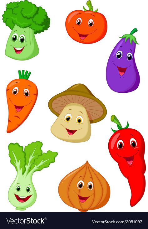 Cartoon Vegetables, Vegetable Drawing, Inkscape Tutorials, Vegetable Cartoon, Food Kawaii, Vegetable Pictures, Cartoon Download, Vegetable Illustration, Fruit Cartoon