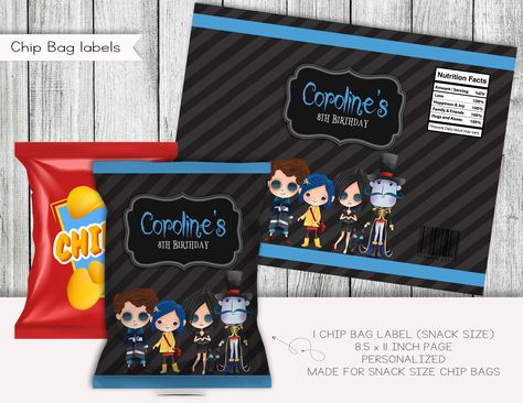 Excited to share the latest addition to my #etsy shop: Coraline Birthday Snack Size Chip Bag Label, Halloween Birthday Labels, Party Favors, Personalized, Digital #coraline #halloweenbirthday #chipbaglabels #birthday https://etsy.me/3KPJLAX Coraline Birthday, 80's Costume, Cute Creepy, Birthday Snacks, Bag Label, Halloween Birthday Invitations, Birthday Labels, Diy Labels, Chip Bags