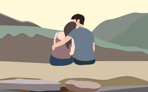 Couple Sitting Poses, Couple Vector Illustration, Couple Vector, Mountain Couple, Couples Poster, Stone Background, Couple Sitting, Sitting Pose, Sitting Poses