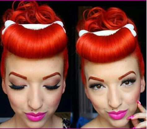 Flinstones Wilma Flintstone Hair, Pinup Bangs, Easy 50s Hairstyles, Wilma Flintstone Costume, Fred Flintstone Costume, Flint Stones, 50s Hair, Cabelo Pin Up, Pebbles Costume