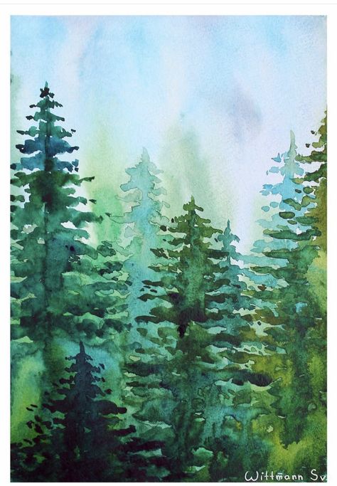 Forest Watercolor Painting, Nature Paintings Acrylic, Forest Drawing, Forest Watercolor, Colorful Nature, Nature Art Prints, Pintura Exterior, Forest Painting, Sky View