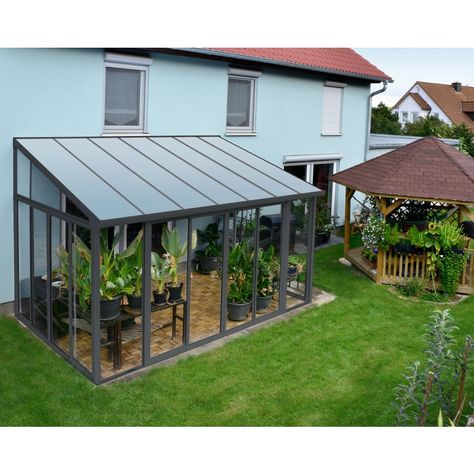 Glass garage door patio