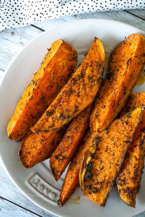 BASIC SWEET POTATO WEDGES (OVEN BAKED) - The European Dish Potato Wedges Oven Baked, Potato Wedges In The Oven, Sweet Potato Wedges Oven, Crispy Sweet Potato Wedges, Oven Wedges, Roasted Sweet Potato Wedges, Baked Sweet Potato Slices, Baked Sweet Potato Wedges, Sweet Potato Oven