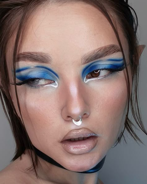 Blue Drag Makeup, Vampy Makeup, Drag Make-up, Drag Makeup, Ethereal Makeup, Creative Makeup Looks, Eye Makeup Art, Baddie Makeup, Kiss Makeup