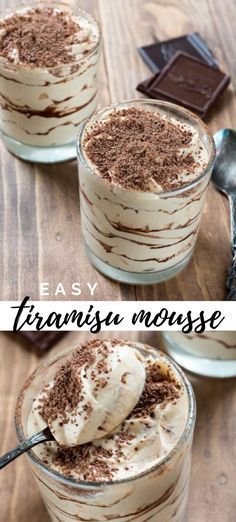 Tiramisu Mousse, Mousse Recipes Easy, Easy Tiramisu, Mousse Dessert, Tiramisu Recipe, Mousse Recipes, Dessert Sauces, The Cream, Mini Desserts