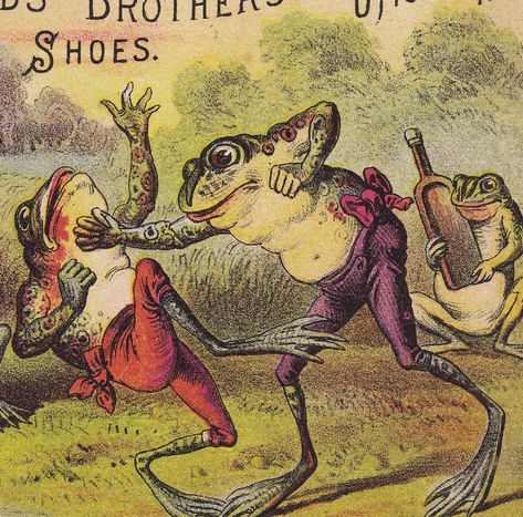 Victorian Advertising, Frog Illustration, Currier And Ives, Frog Art, Shoes Vintage, A Frog, Frog And Toad, River Walk, Reptiles And Amphibians