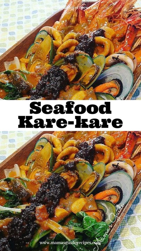 Seafood Kare Kare Recipe, Seafood Kare Kare, Easy Kare Kare Recipe, Kare Kare Recipe Philippines, Chicken Kare Kare Recipe, Fish Recipe Filipino, Seafood Shells, Filipino Soup Recipes, Kare Kare Recipe