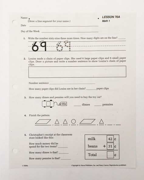 REVIEW: Saxon Math Grade 1 Curriculum - Wildly Anchored // Faith, Family, Homeschool Grade 1 Curriculum, Math Writing Prompts, Math First Grade, Math Journals Kindergarten, Kindergarten Review, Math Grade 1, Math Journal Prompts, Saxon Math, Math Kindergarten