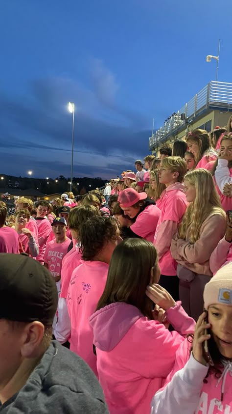 High School Pink Out, Football Pink Out, Pink High School Aesthetic, High School Fun Aesthetic, Highschool Dream Aesthetic, Popular High School Aesthetic, American Exchange Student Aesthetic, School Aesthetic Highschool, Junior Year Vision Board