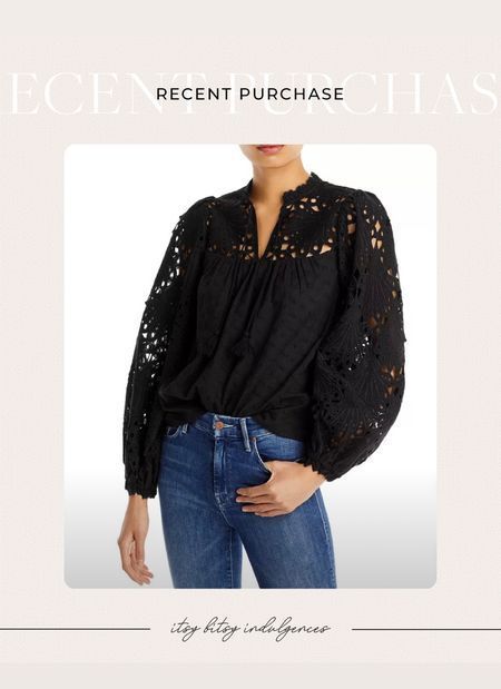 This black eyelet blouse is 20% off until 2/14 from Bloomingdale's. I just purchased it for spring and I love it! It also comes in white and tan and I've linked it on my LTK page in case you need some springtime shopping inspiration! | clothes, style, fashion, shirts, blouse, lace, inspiration, shop, looks Basic Leggings Outfit, Split Hem Leggings, Lace Inspiration, Hem Leggings, Tassel Top, Practical Fashion, Blouse Lace, Eyelet Blouse, Basic Leggings