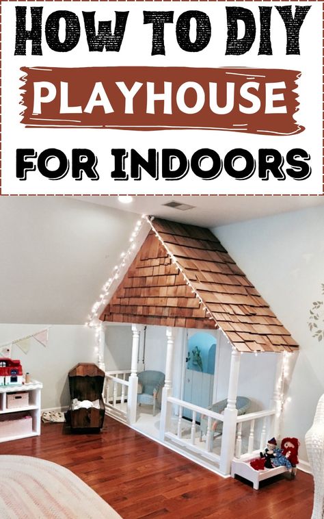 How To DIY Playhouse For Indoors (Step-by-Step Guide & Reveal) Diy Playhouse Indoor, Closet Playhouse, Play Houses Diy, Outdoor Playhouse Ideas, Indoor Forts, Playhouse Indoor, Ikea Closet Hack, Playhouse Interior, House Playroom